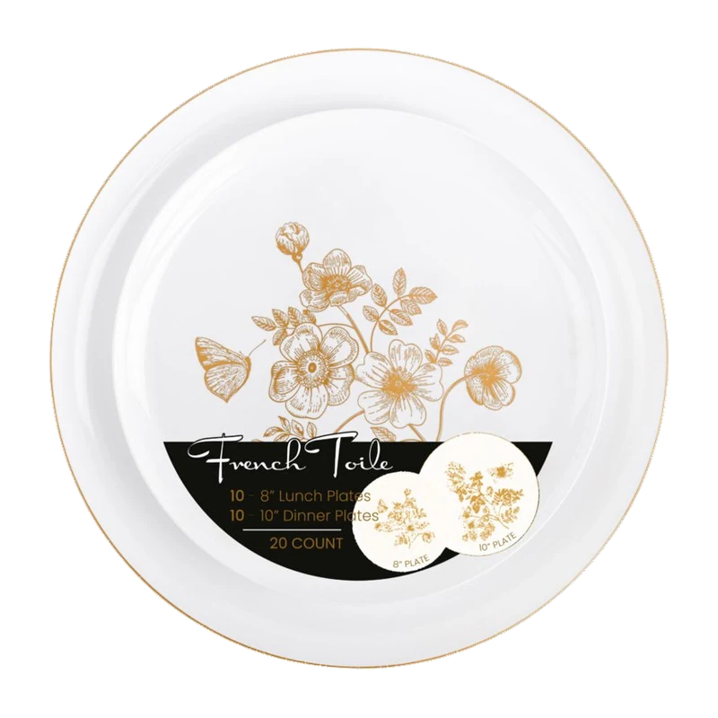 Plates Combo French Toile Gold