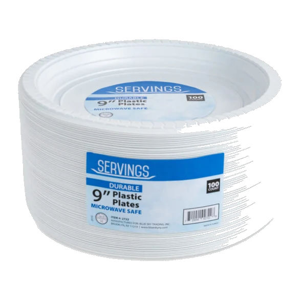 9" White Plastic Plates