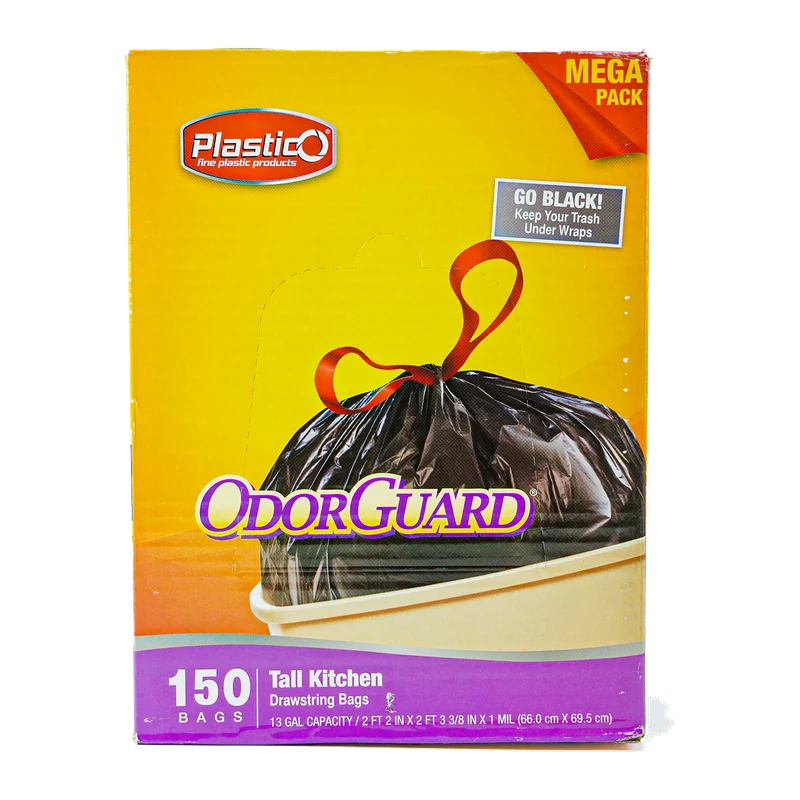 Trash Bags Tall Kitchen Black Drawstring