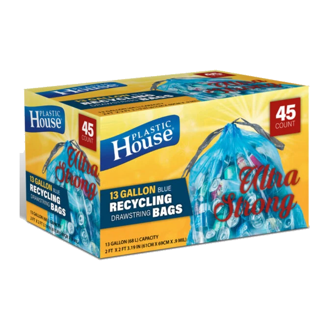 Recycling Bags Drawstring Blue