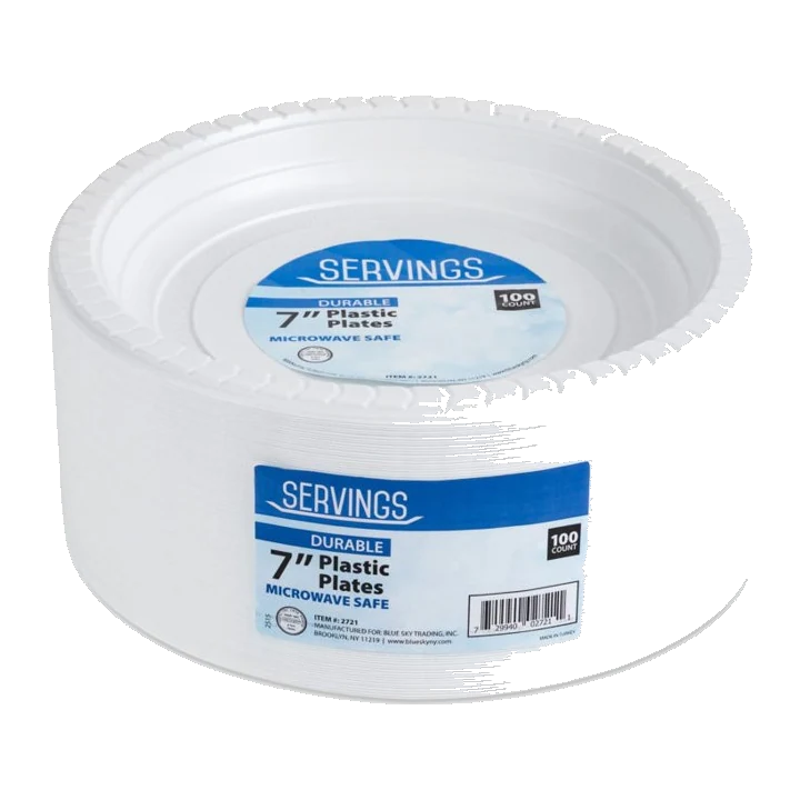 7" White Plastic Plates