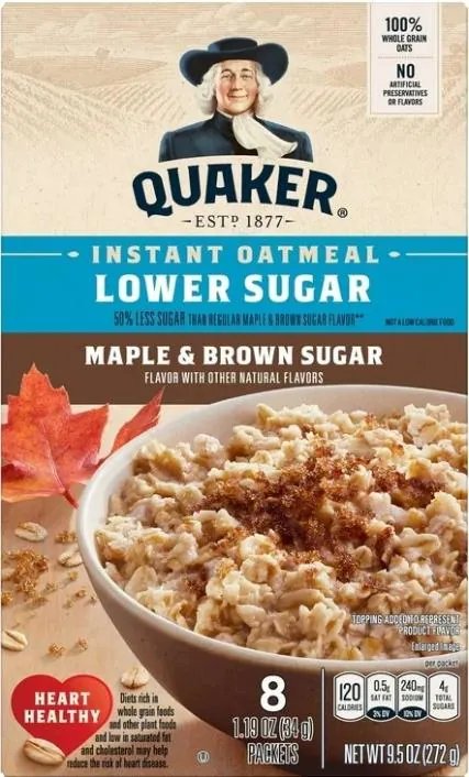 Maple Brown Sugar Oatmeal, Lower Sugar